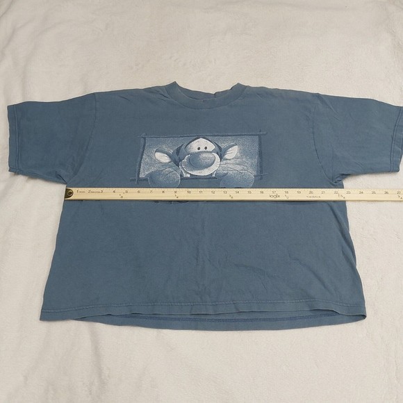 Vintage Jerry Leigh Disney Tigger Blue Graphic T-Shirt Size Large Boxy Crop-Top - Picture 3 of 7